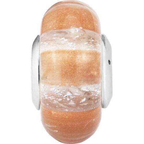 Fits for Pandora Bracelets Shimmering Stripe Murano Glass Beads 100% 925 Sterling-Silver-Jewelry Charms for Women Free Shipping