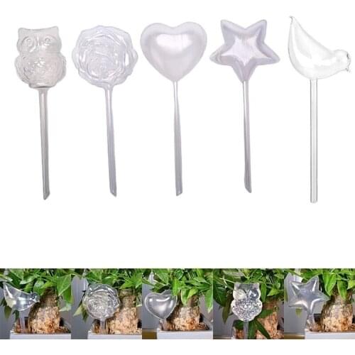 1/2/4/8pcs New Automatic Flower Watering Device Plant Waterer Self Watering Globes Bird Shape Hand Blown Clear Glass Aqua Bulbs