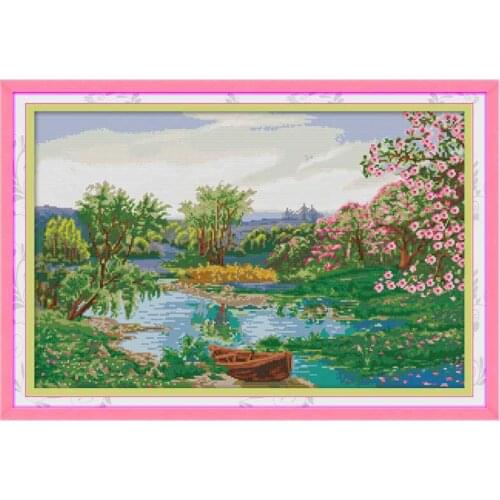 14/16/18/27/28 The spring of the creek counted Cross Stitch Set Scenery DMC Cross-stitch Kit Embroidery Needlework