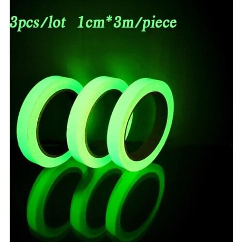 3pcs 3M Luminous Tape Car Sticker Self-illuminating Stage Warning Glow Light Strip Fluorescent Light Safety Tape for Egress Exit