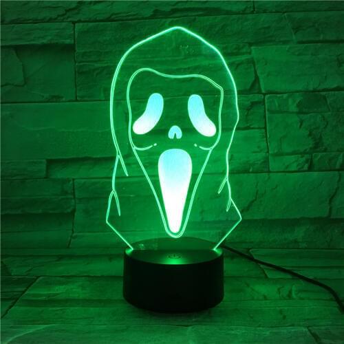 3D Illusion Led Night Light Lamp Ghost Grimace Horrifying Novelty Lights Home Halloween Decor Kids Child Cool Gift 418