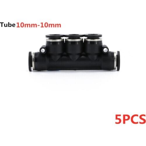 5Pcs Air Pneumatic 5 Ways 10mm to 10mm Push in Connectors Quick Fittings Black PK10