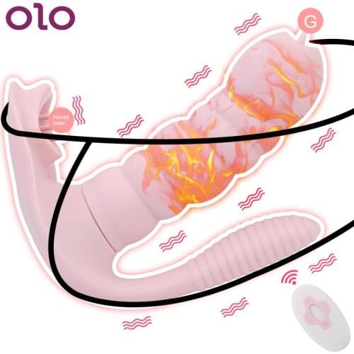 9 Speed Anal Vagina Clitoris Stimulator Tongue Licking Vibrator Heating Wearable Dildo Vibrator Sex Toys for Women