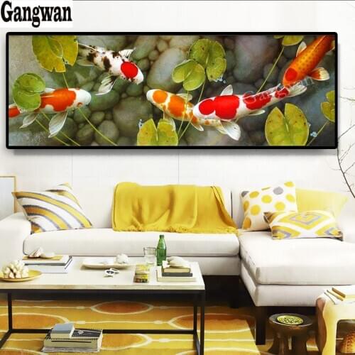 5D DIY Diamond Painting Full Square Landscape koi fish graph Cross stitch Mosaic large Picture of Rhinestones Decor Embroidery