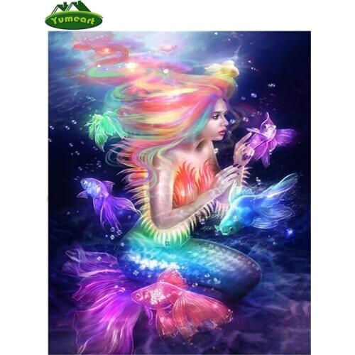 Diamond Painting Cross Stitch Crystal Picture Sexy Mermaid Fish Mosaic Kits Home Decoration Full Diamond Embroidery Needlework