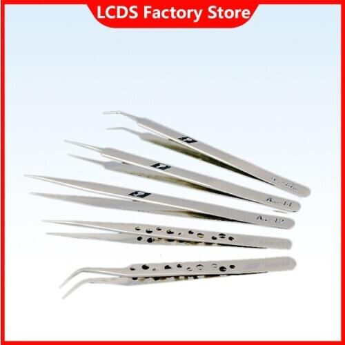 Anti-static ESD Stainless Steel Tweezers Maintenance Tools Industrial Precision Curved Straight Tweezers Repair Tools
