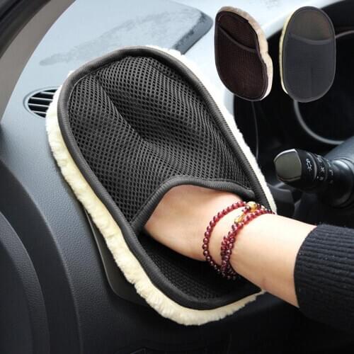 Car Styling 15*24cm Automotive Car Cleaning Car Brush Cleaner Wool Soft Car Washing Gloves Cleaning Brush Motorcycle Washer Care
