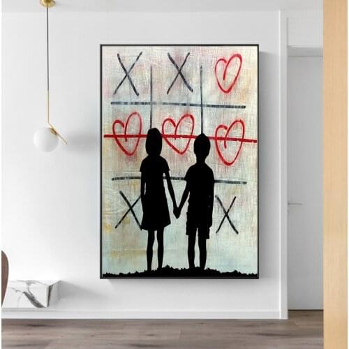 Banksy Graffiti Art Boy and Girl Canvas Wall Art Posters and Prints Pictures Love Street Art Pictures for Living Room Unframed