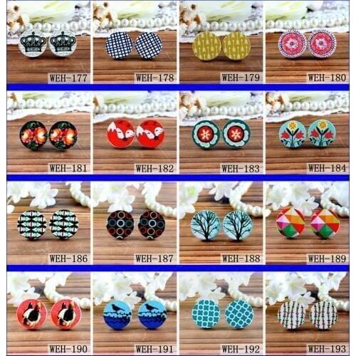 No hole(WEH) 20PCS 16mm Round Photo Wood Laser Cut Cabochon to make Rings, Earrings,Bobby pin,Necklaces, Bracelets-(177-193)