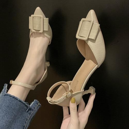Baotou Stiletto Summer 2021 New Wild Fairy Style Pointed Toe Single Shoes with High-heeled Womens Sandals Temperament 6cm