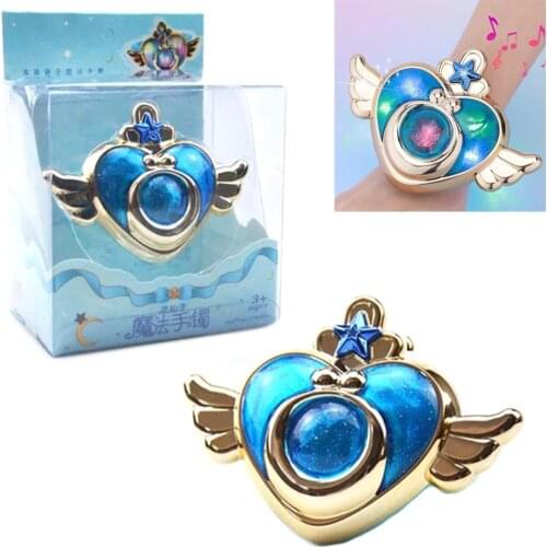 Anime Cosplay Heart Wings Bangle Bracelet With Light Sound Costume Toy Girl Birthday Christmas New Year Gift Toys For Kids