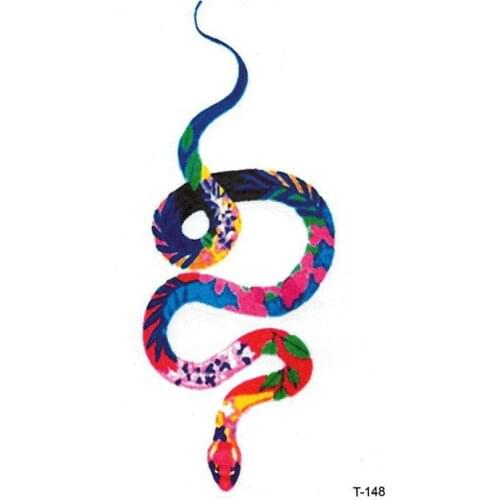 Color Snake Temporary Tattoo Stickers For Women Men Body Waist Waterproof Fake Tatto Dark Wine Snake Tatto