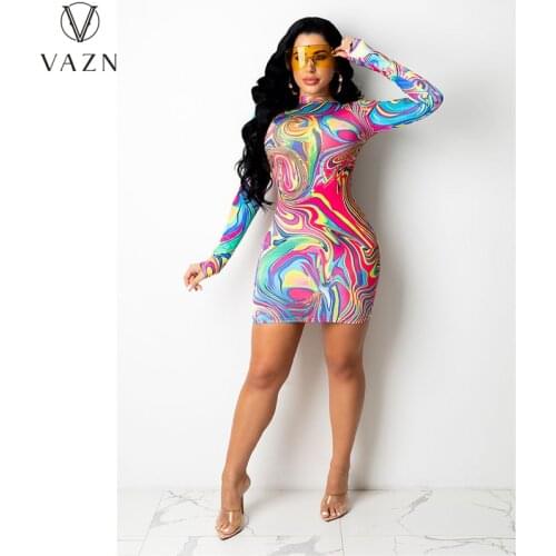 VAZN 2021 Early Autumn Style Fancy Overalls Little Chap Regular Mini Dress Retro Full Sleeve Young Vestidos For Female