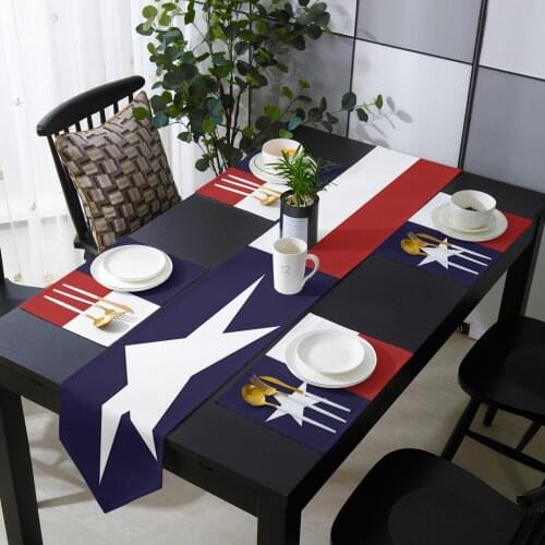 Texas State Flag Red White Blue Table Runner Table Mats Cover For Home Wedding Banquet Festival Party Catering Hotel Decoration