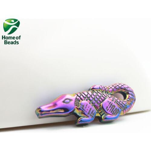 Fashion hot sale hematite rainbow crocodile pendant accessories diy accessories (20 pieces) HP1160