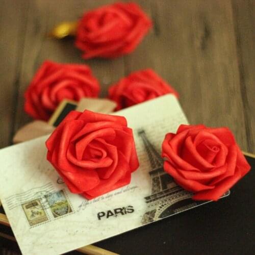 100 pcs Artificial Flower PE Rose Flower Head Foam Home Wedding Decoration Flower Wall teddy bear Accessories Handmade Gift