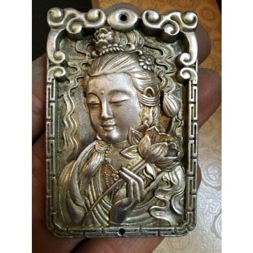 China Tibet silver Amulet Pendant Guanyin