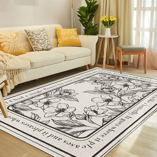 Nordic Bedroom Carpet Retro Living Room Sofa Rug Bedside Soft Large Area Rugs Non-slip Floor Mat Hallway Simple Flower Carpets