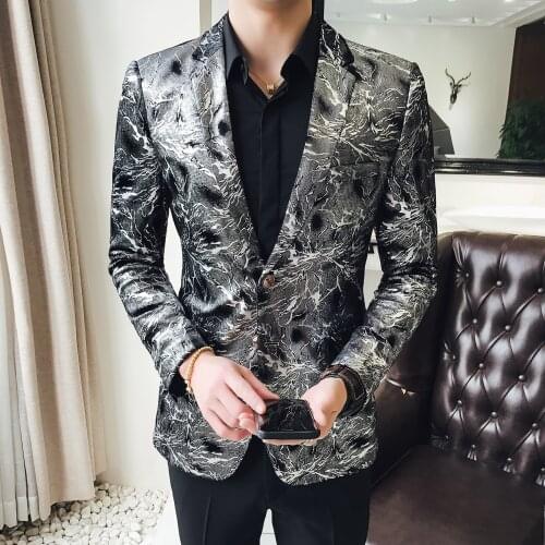2021Single Button Printed Floral Blazer Men Luxury New Formal Slim Fit Wedding Party Jacket Suit Men Blazzer Hombre Suit Coat
