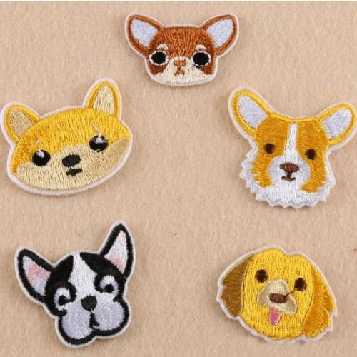 Dog Patch Badge Cheap Embroidered Iron On Cartoon Patches For Clothes Stickers Fabric DIY Applique
