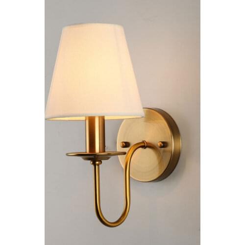 Fabric E14 Wall Lamp Bedroom Bedside Lamp Modern Simple European Style Living Room Hotel Study Office Wall Light Corridor Lamp