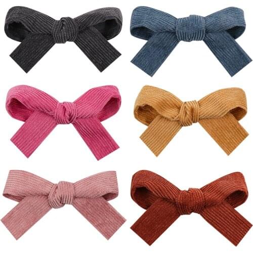 Ncmama 10pcs/lot Small Velvet Hair Bows for Girls Solid Striped Velvet Hairbows Hairgrips Hair Clips Wholesale Hair Accessories