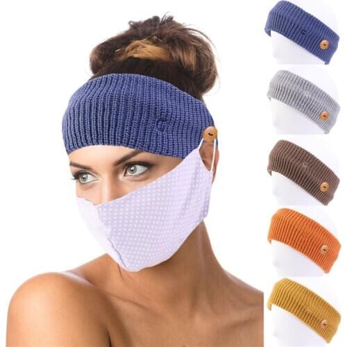 New Women Stretch Outdoor Sports Headbands Nonslip Button Headbands Facemask Holder Hair Accessories
