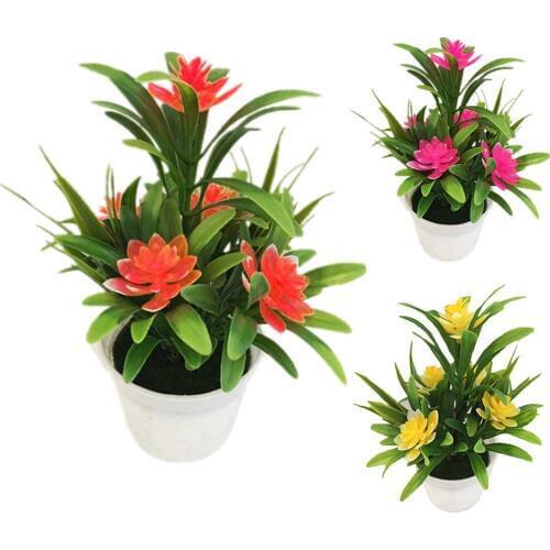 New Mini Artificial Flower Potted Plant Lotus Bonsai with Flower Pot Wedding Party Garden Resturant Table Decor Home Decoration