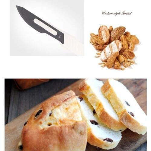 2PCS European Bread Curve Knife Cutting Tool French Bread Slicing Knife Practical Pastry Knife with Carbon Steel Blade