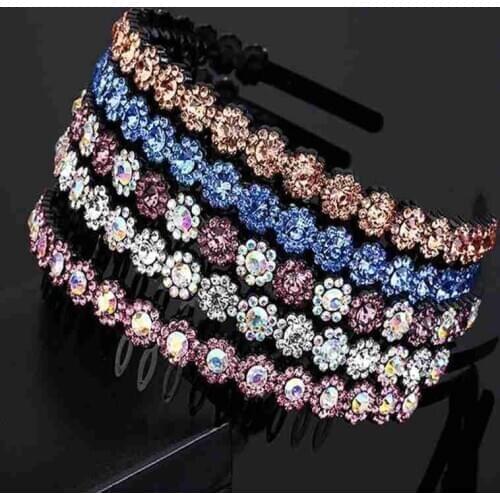 Rhinestone Hairband With Tooth Non-slip Simple Hairband Crystal Hair Hoop Hair Band Women Wedding Hair Accessories