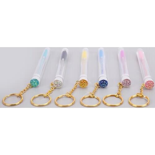 Disposable Glitter Eyelash Brush With Tube Eyebrow Mascara Wand Applicator For Eyelash Extension Makeup Brushes With Key Chain