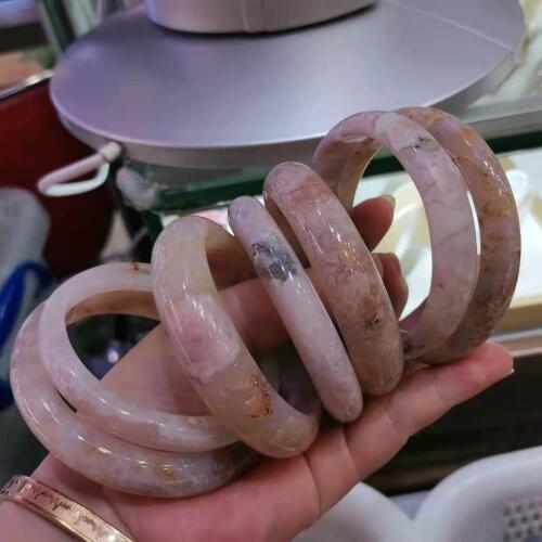 Wholesale Womens Jewelry Closed Loop Bangle Sakura Agate Pink Pulseiras Feminina Romance Bracciali Donna