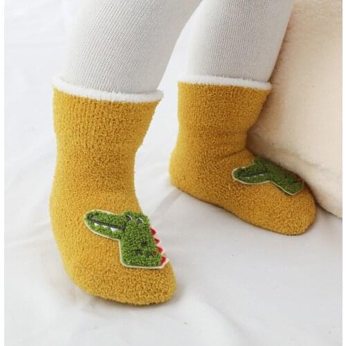 Autumn and Winter New Coral Fleece Thickened Baby Socks Non-Slip Baby Floor Socks Cartoon Doll Baby Toddler Socks