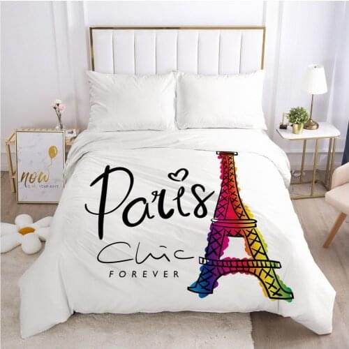 1PCS 3D Duvet Cover with Zipper Comforter/Quilt/Blanket Cover 200x220 140x200 3D Eiffel Tower Bedding Customize any size design