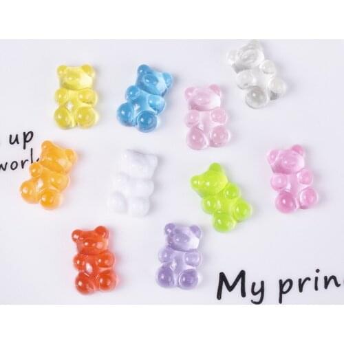 20Pcs Resin Bear Charms Flatback Gummy Little Transparent bear candy Charm Pendant for Necklace Earring DIY Jewelry Making