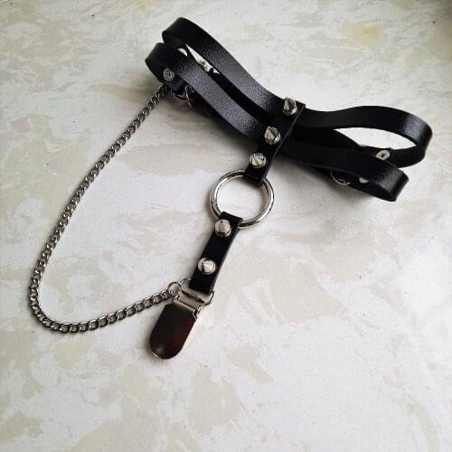 1Lot =5pieces Sexy Harajuku Handmade Punk garters Hot Rock O-Round Chain Leg Ring Rivet Metal clip suspender Two rows belt