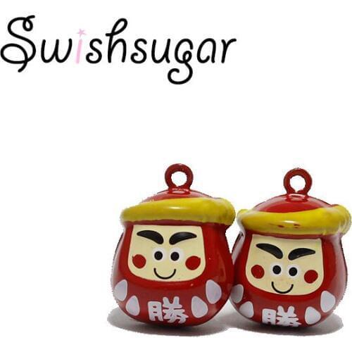 Lovely Japanese Lucky Doll Cartoon Jingle Bells Charm Pendant Bracelet Bag Jewelry Findings Decor