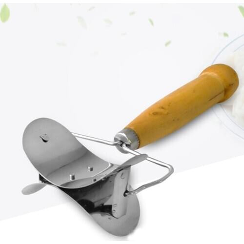 Durable Portable Kitchen Pastry Wrap Stainless Steel Mold Cutting Paste Wooden Handle Dough Ball Kitchen Tools Gadgets 18x7.2cm