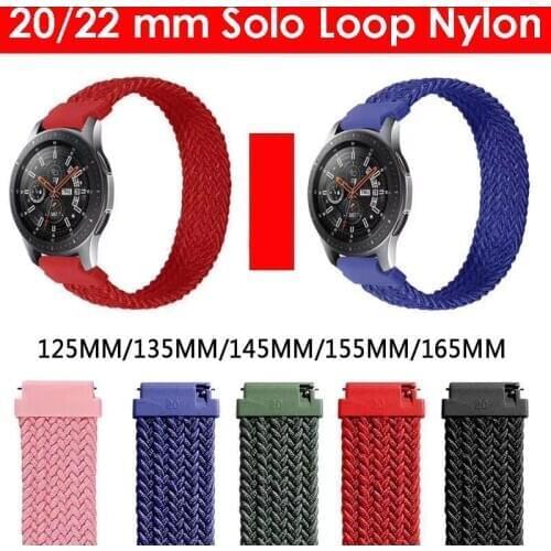 Raided Solo Loop Watch Band for Samsung Galaxy Watch Active 2 46mm 42mm Gear S3/S2 Huawei Watch Gt 2 Fabric Nylon Elastic Belt