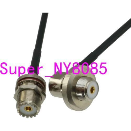 RG58 UHF SO239 Female Jack Bulkhead to UHF Female Jack Bulkhead Right angle RF Jumper pigtail Cable 20inch~10M