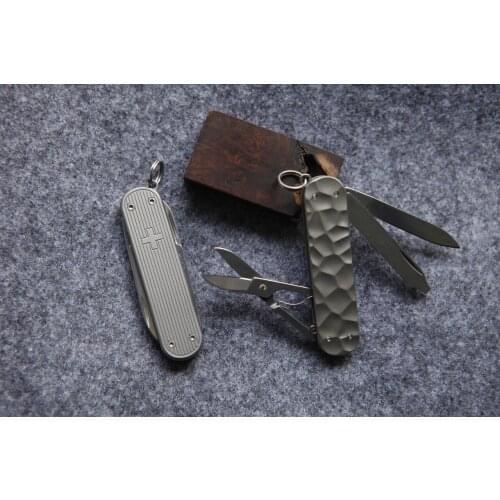 Hand Made Titanium Alloy Customs Handle Scales for 58 mm Victorinox Swiss Army Classic SD Knife(Scales Only, Knife Not Included)