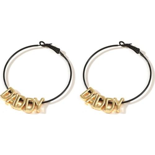 Retro Letter Words Pendant Earrings for Women Exaggerated Metal Hoop Earrings Party Ear Rings Buckle Aesthetic Statement Jewelry