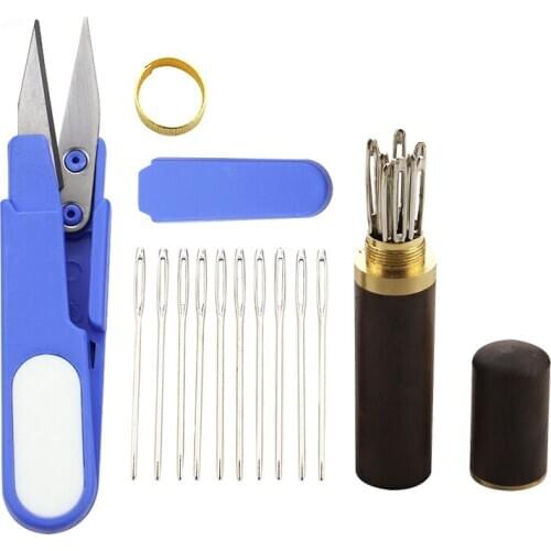 DIY leather sewing needle knitting flower needle household stainless steel hand sewing needle embroidery tool leather sewing set