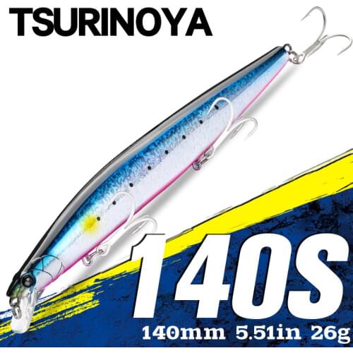 TSURINOYA 140S Tungsten weight system Long Casting Sinking Minnow Top Fishing Lure 140mm 26g DW92 Saltwater Hard Baits Jerkbait