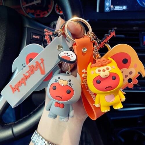 Angrybaby Creative Men Women Cartoon Keychain Fashion Cute Anime Key Chain Bag Car Pendant Couple Key Ring Gift