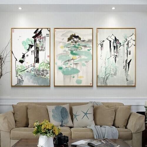 Wu Guanzhong Bridge Modern Abstract Black White Chinese Ink Canvas Paintings Landscape Poster Prints Living Room Wall Art Gifts