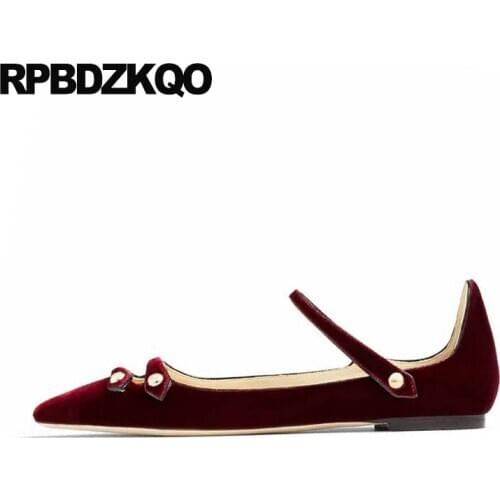 Flats casual ladies red wine pointed toe shallow designer shoes women luxury 2019 chinese china black fashion italian velvet