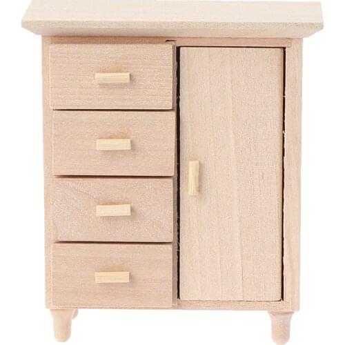 1:12 Dollhouse Miniature White Wooden Cabinet Doll House Handcrafted Furniture Model Decor Miniatures Mini Cabinet