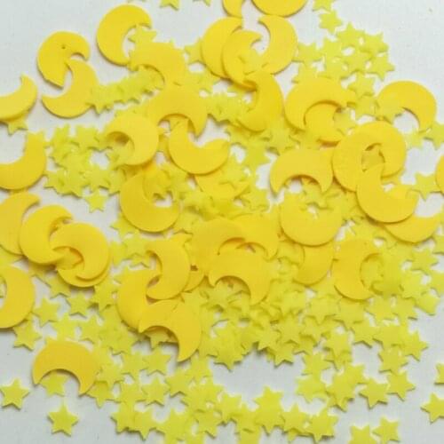 100g Yellow Moon Star Slices Polymer Hot Clay Sprinkles for Crafts DIY Making Slimes Filler Phone Case Nail Art Decoration