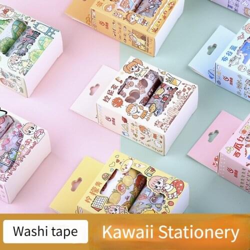 2 Pcs creative Washi tape Masking tape cartoon hand book diy handmade stickers Washi tape Kawaii office school supplies
